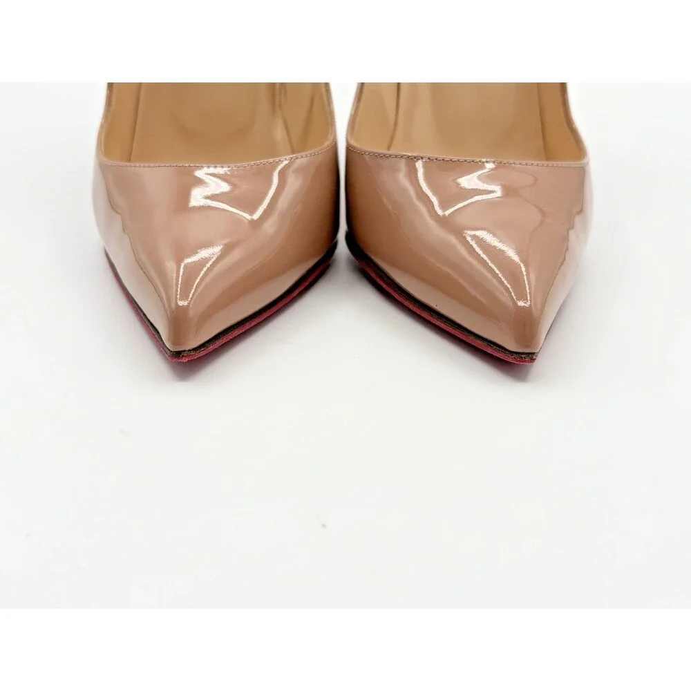 Christian Louboutin Hot Chick 100 Nude Patent Leather Stiletto Heels Size EU 37